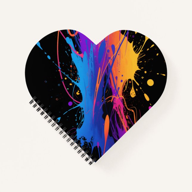 Abstract Colorful Paint Splatter Background Notebook (Front)