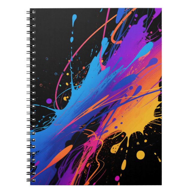 Abstract Colorful Paint Splatter Background Notebook (Front)