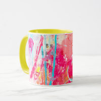 Abstract Colorful Paint Splatter Bright Pink Aqua Mug