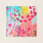 Abstract Colorful Paint Splatter Bright Pink Aqua Scarf<br><div class="desc">Designed using my original abstract paint splatter art featuring bright pink,  aqua blue,  and sunny yellow designs with small typed look wording reading "Be Brave" and repeated in large brush lettering,  this colorful chiffon scarf is a great way to show off your artistic style!</div>