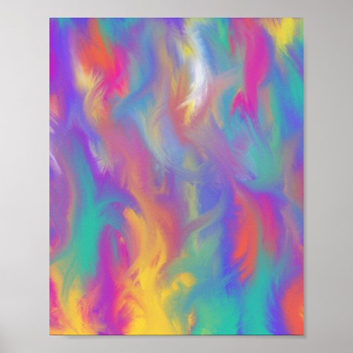 Abstract Colorful Paint Teal Yellow Purple Pink Poster