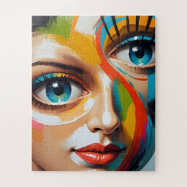 Abstract Colorful Painted Face Jigsaw Puzzle (Vertical)