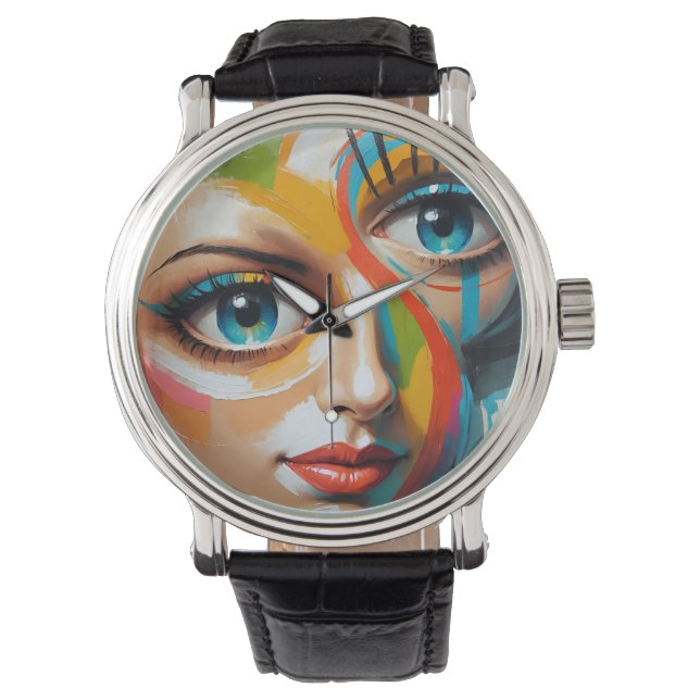 Abstract Colorful Painted Face Watch (Front)