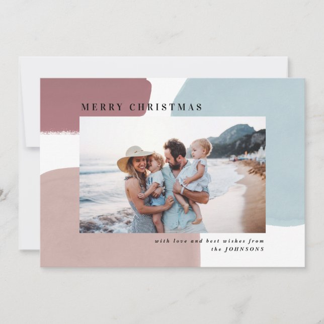 Abstract colorful painted holiday photo announcement (Front)