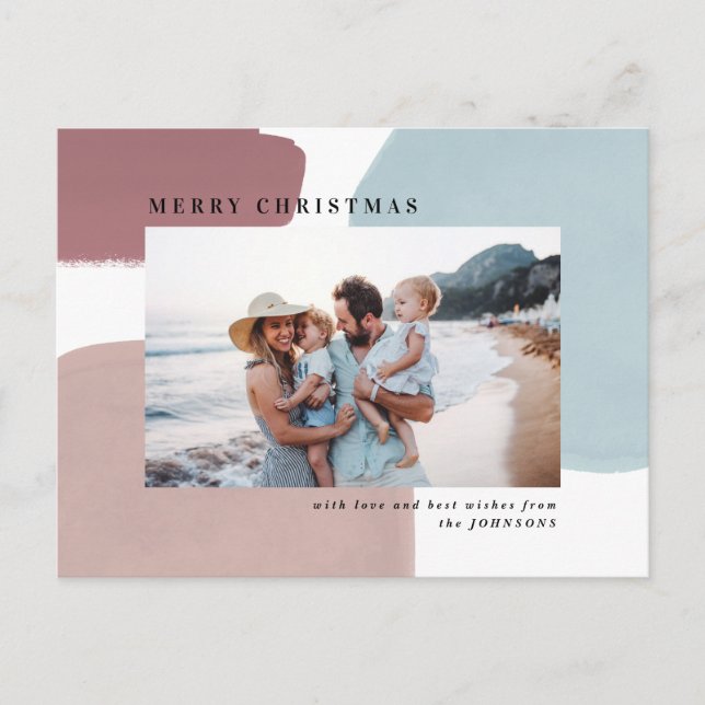 Abstract colorful painted holiday photo postcard (Front)