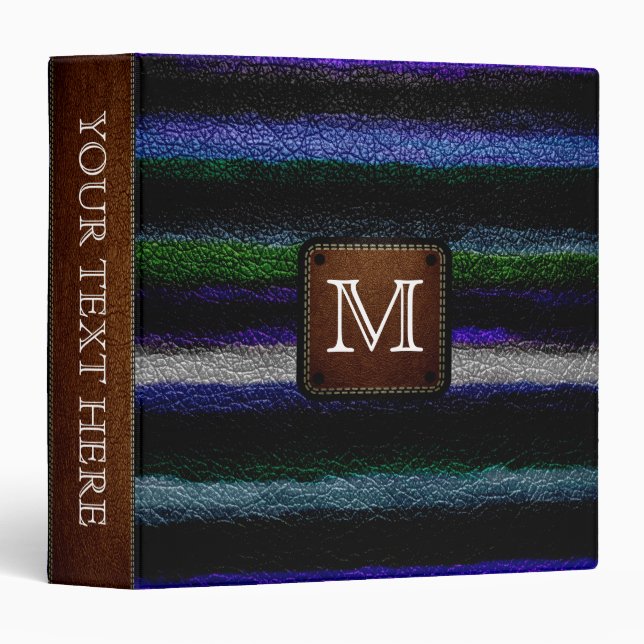 Abstract Colorful Painted Leather 3 Ring Binder (Front/Spine)