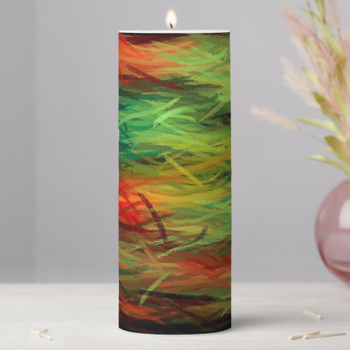 Abstract Colorful Painting 14 Pillar Candle