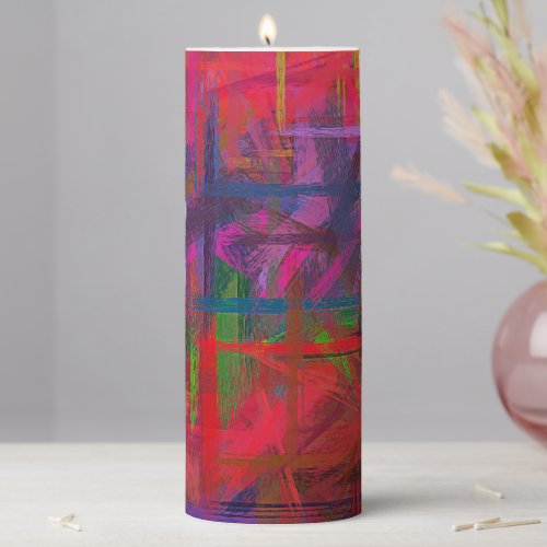 Abstract Colorful Painting 16 Pillar Candle