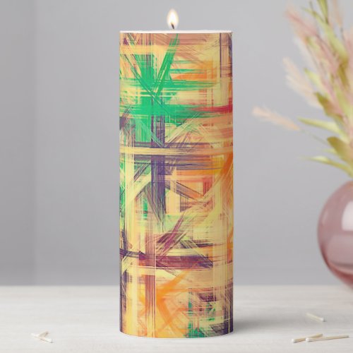 Abstract Colorful Painting 17 Pillar Candle