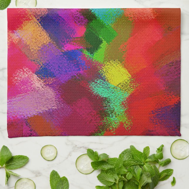 Abstract Colorful Painting #3 Kitchen Towel (Folded)