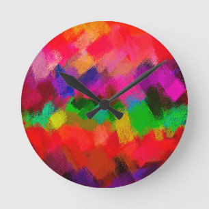 Abstract Colorful Painting #3 Round Clock