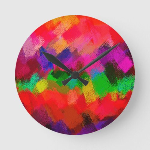 Abstract Colorful Painting 3 Round Clock