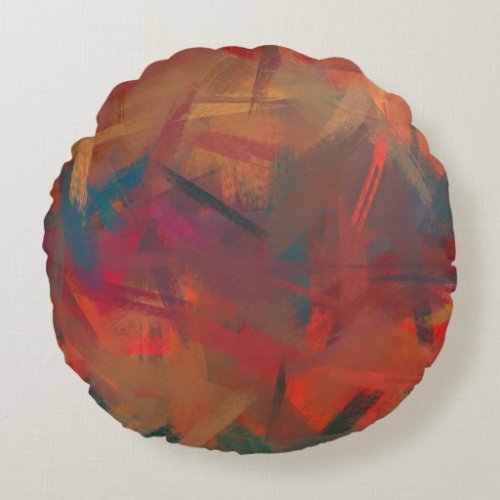 Abstract Colorful Painting 3 Round Pillow