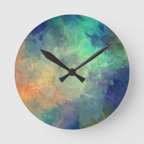 Abstract Colorful Painting 5 Round Clock