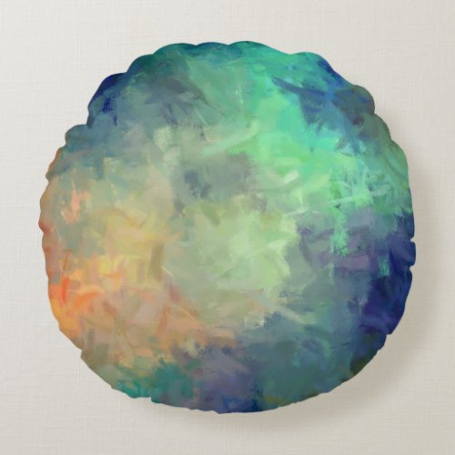 Abstract Colorful Painting 6 Round Pillow