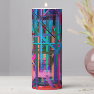 Abstract Colorful Painting #8 Pillar Candle