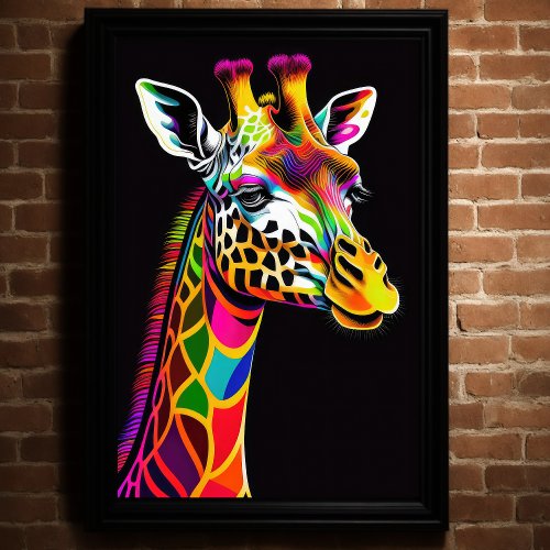 Abstract Colorful Painting of a Giraffe 23 Poster