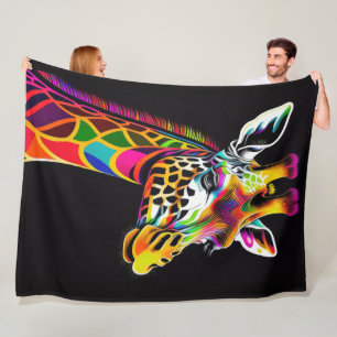 Abstract Colorful Painting of a Giraffe Fleece Blanket