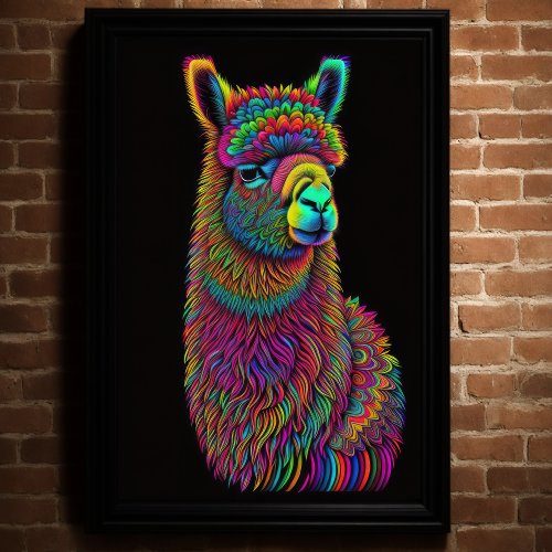 Abstract Colorful Painting of a Llama 23 Poster