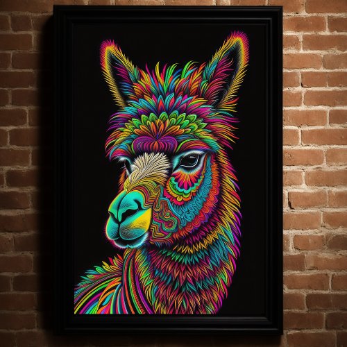 Abstract Colorful Painting of a Llama 23 Poster