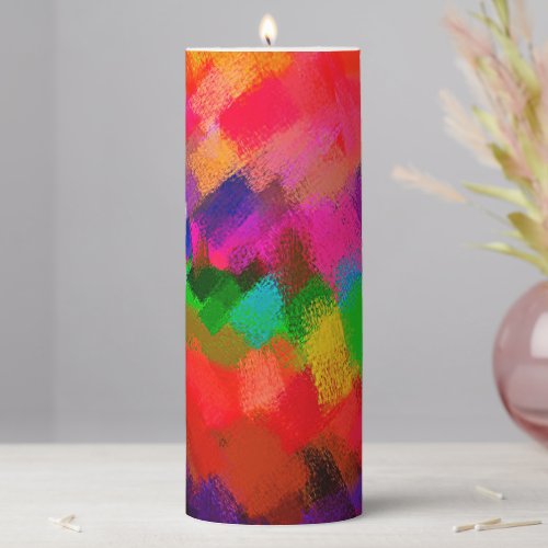 Abstract Colorful Painting Pillar Candle