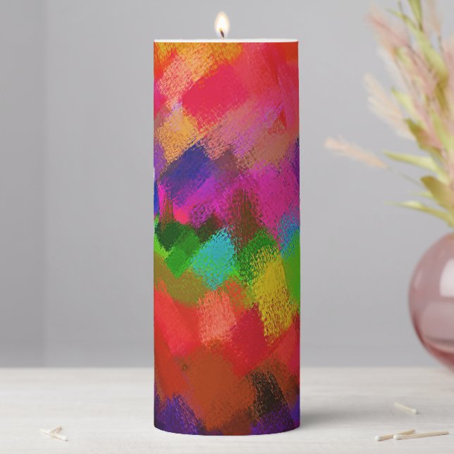 Abstract Colorful Painting Pillar Candle (In Situ)