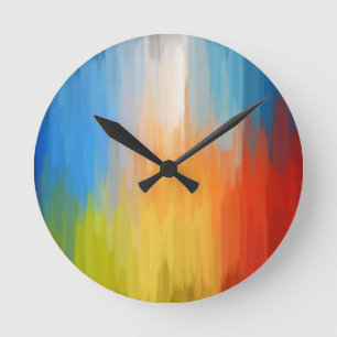 Abstract Colorful Painting Round Clock