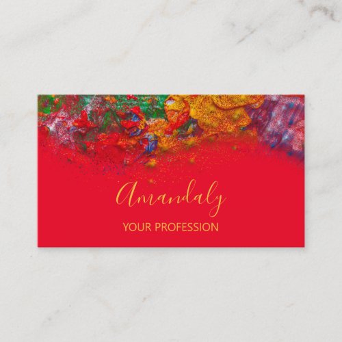 Abstract Colorful Palette Makeup Red Rainbow Business Card