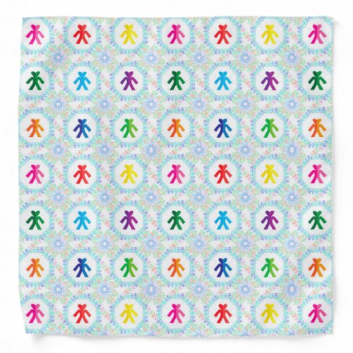 Abstract Colorful Paper Doll Heart Pattern Bandana