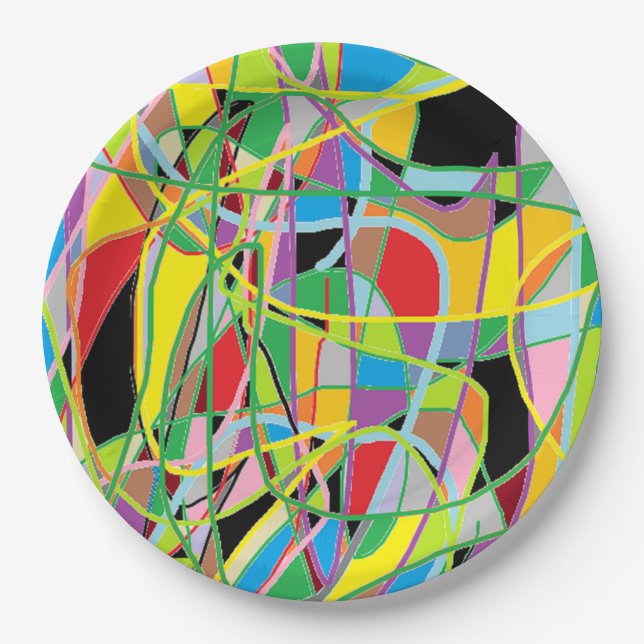 Abstract Colorful Paper Plates (Front)