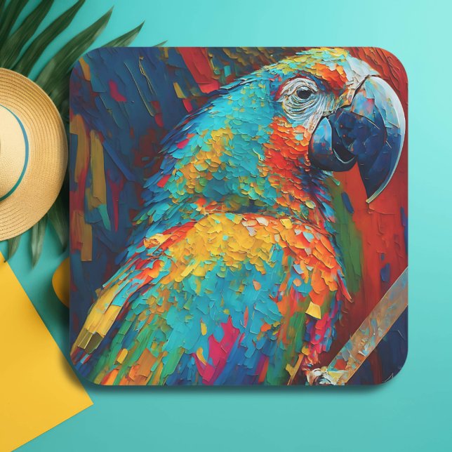 Abstract Colorful Parrot  Square Sticker (Creator Uploaded)