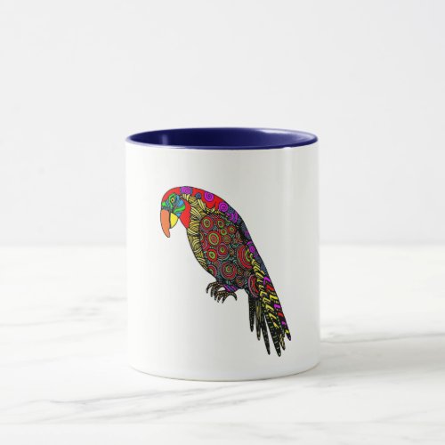 Abstract colorful Parrots in yellow red green blue Mug