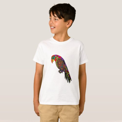 Abstract colorful Parrots in yellow red green blue T_Shirt