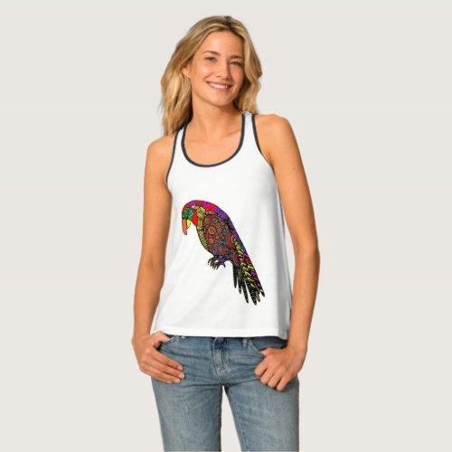 Abstract colorful Parrots in yellow red green blue Tank Top