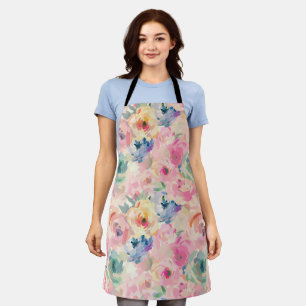 Abstract Colorful Pastel Flowers Floral Pattern Apron