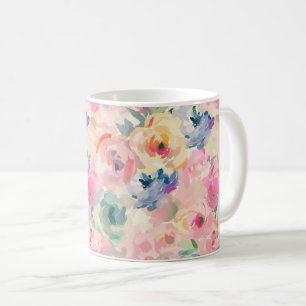 Abstract Colorful Pastel Flowers Floral Pattern Coffee Mug