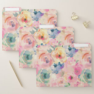 Abstract Colorful Pastel Flowers Floral Pattern File Folder