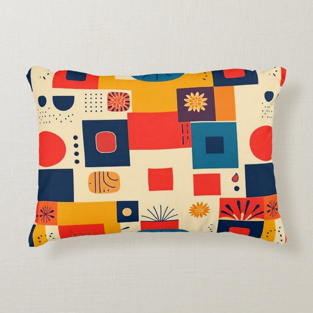 Abstract colorful pattern accent pillow (Front)