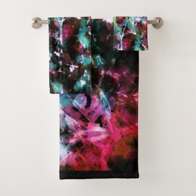 Abstract, colorful pattern, bright, elegant bath towel set (Insitu)
