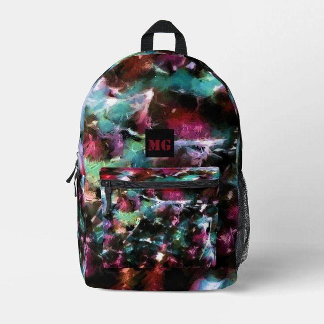 Abstract, colorful pattern, bright, elegant  printed backpack (Front)