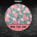 Abstract Colorful Pattern Dart Board<br><div class="desc">Get a little motivation with this inspirational quote colorful dart board. "Win The Day" in black vintage modern font that has a bit of a Gatsby vibe. But you can also change the text out for a different quick reminder or name or something like 'all in' if you prefer. The...</div>