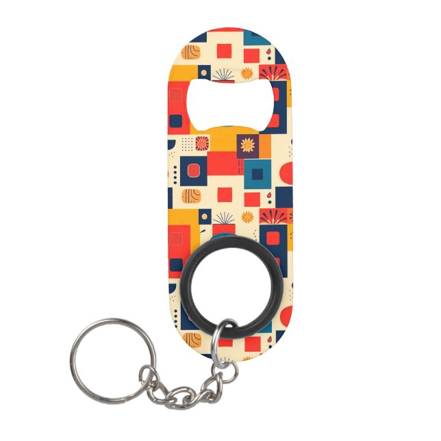 Abstract colorful pattern keychain bottle opener (Front)