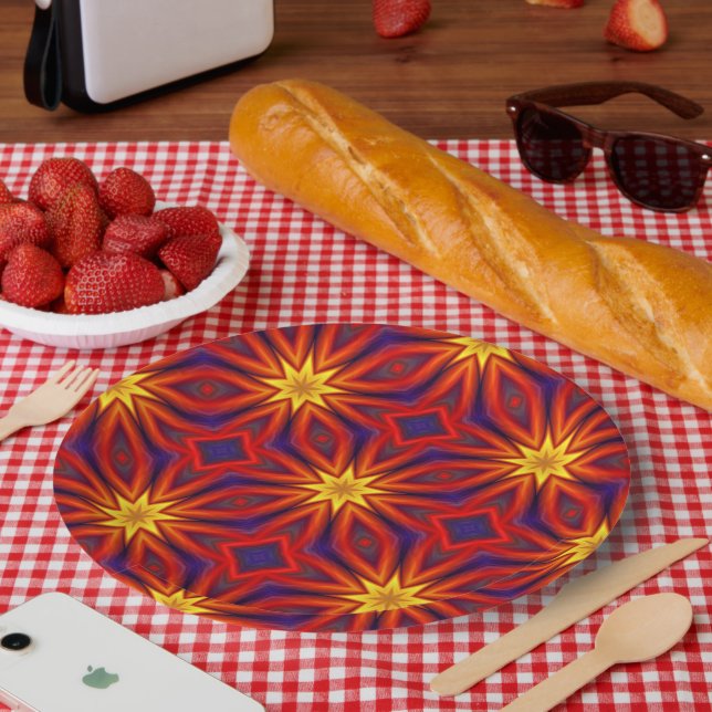 Abstract Colorful Pattern Paper Plates (Picnic)