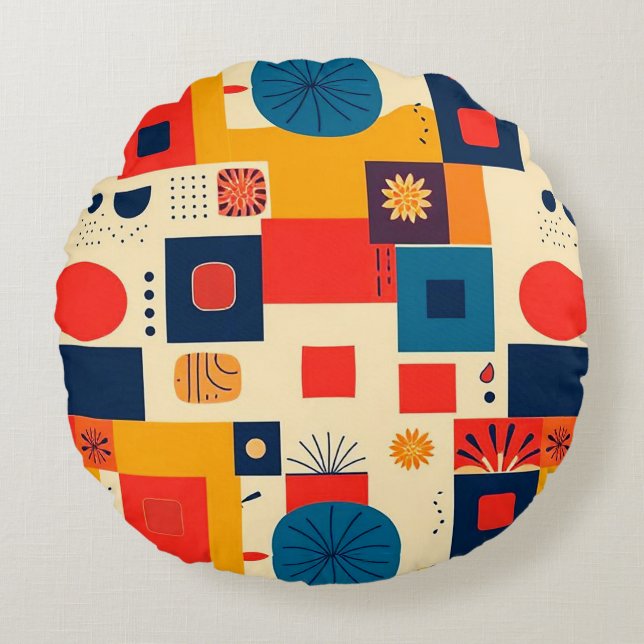 Abstract colorful pattern round pillow (Front)