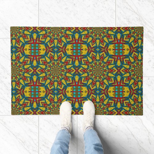   Abstract  Colorful Pattern Unique Hippie Tribal Doormat