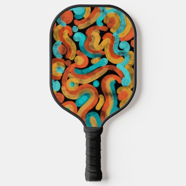 Abstract colorful pickleball paddle (Front)