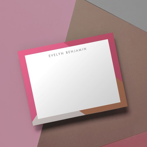 Abstract Colorful Pink Gray Clay Brown Pattern Note Card