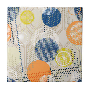 Abstract colorful polka dot ceramic tile