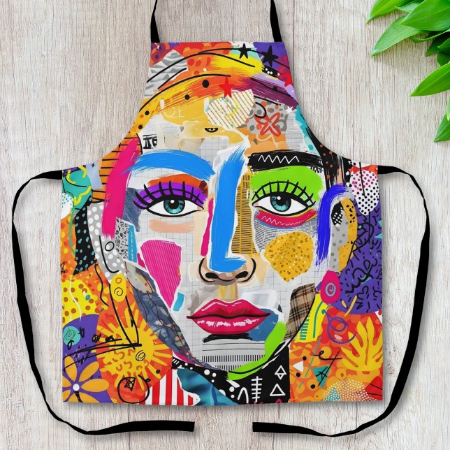Abstract Colorful Pop Art Portrait Apron (Creator Uploaded)
