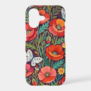 Abstract Colorful Poppies Butterflies iPhone Cases
